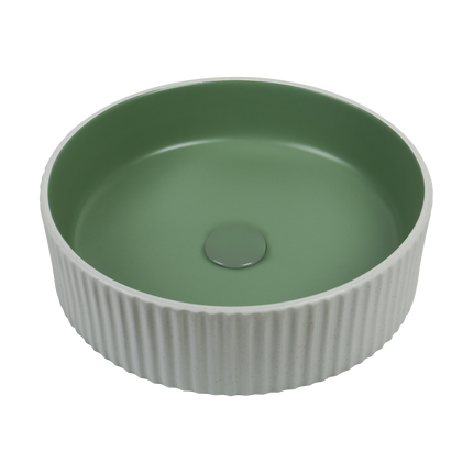 Lavoar ceramic rotund A545-CWJG-MRS – design modern verde mat și alb mat