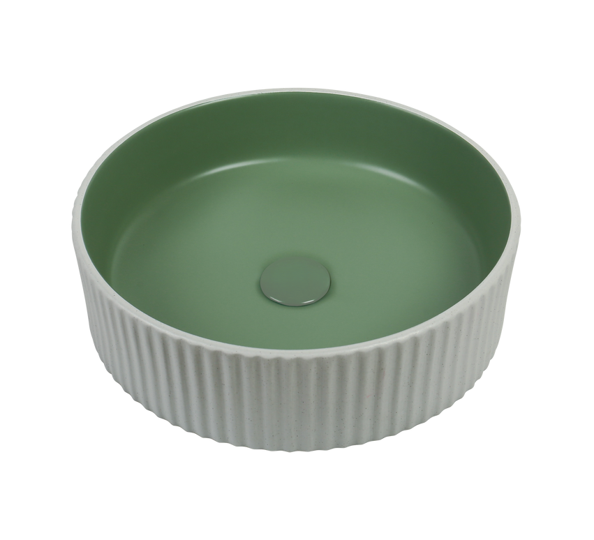 Lavoar ceramic rotund A545-CWJG-MRS – design modern verde mat și alb mat