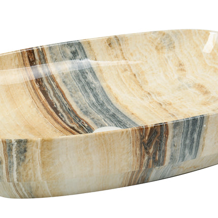 Lavoar ceramic oval A585A-P254 – design marmorat lucios crem cu vene gri și aurii