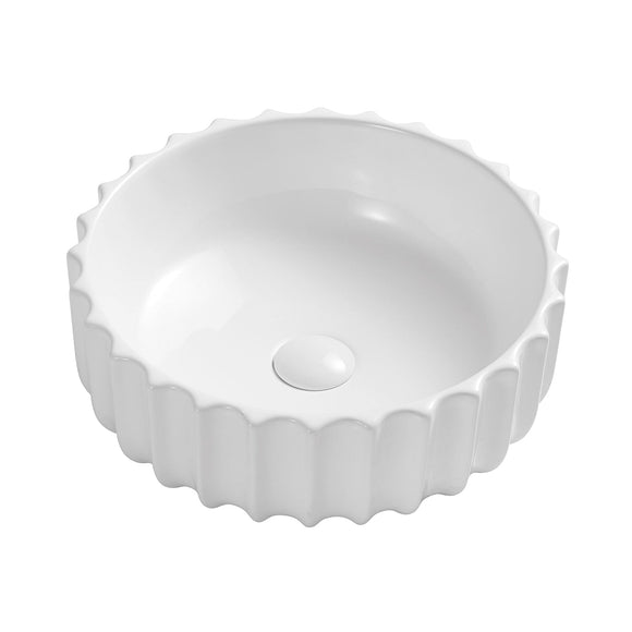 Lavoar ceramic rotund A659 – alb lucios, exterior ondulat