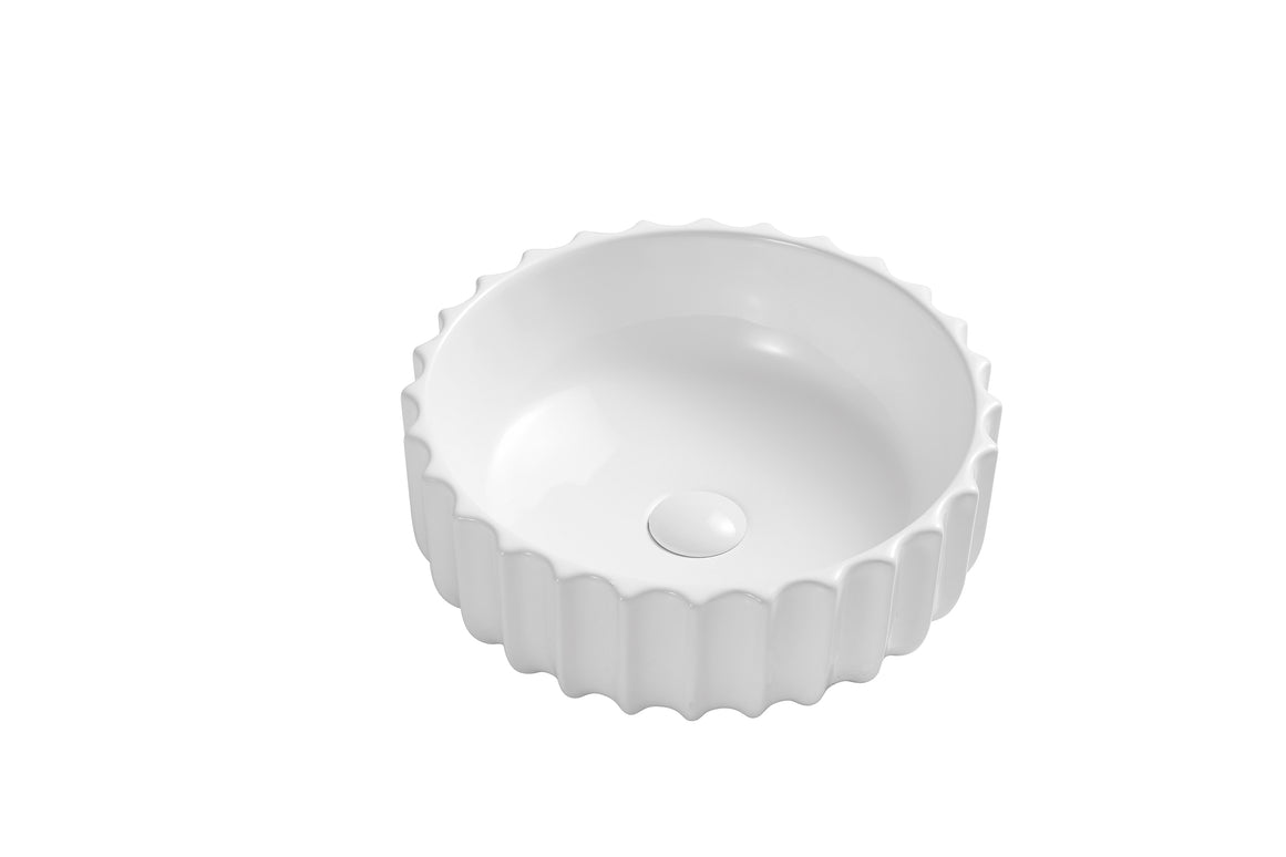 Lavoar ceramic rotund A659 – alb lucios, exterior ondulat