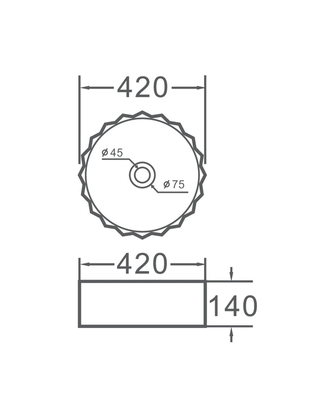 Lavoar ceramic rotund A659 – alb lucios, exterior ondulat
