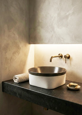 Lavoar ceramic rotund A692-CA19M – design modern gri închis mat și alb mat