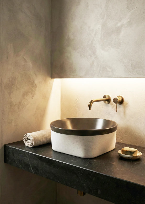 Lavoar ceramic rotund A692-CA19M – design modern gri închis mat și alb mat