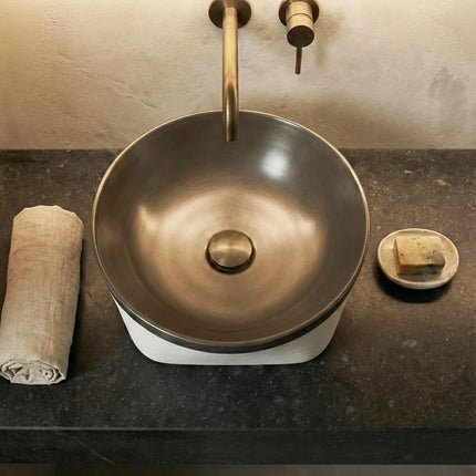 Lavoar ceramic rotund A692-CA19M – design modern gri închis mat și alb mat