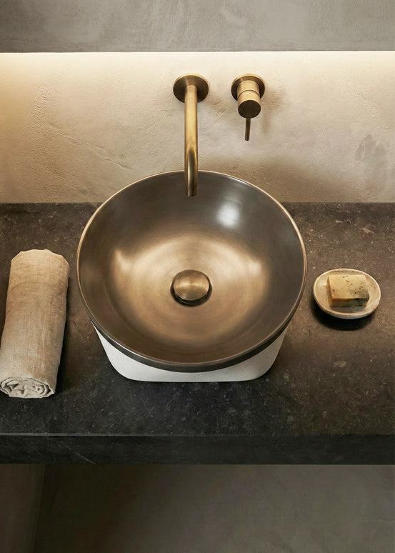 Lavoar ceramic rotund A692-CA19M – design modern gri închis mat și alb mat