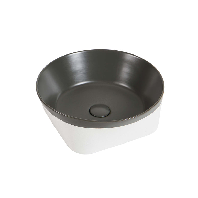 Lavoar ceramic rotund A692-CA19M – design modern gri închis mat și alb mat