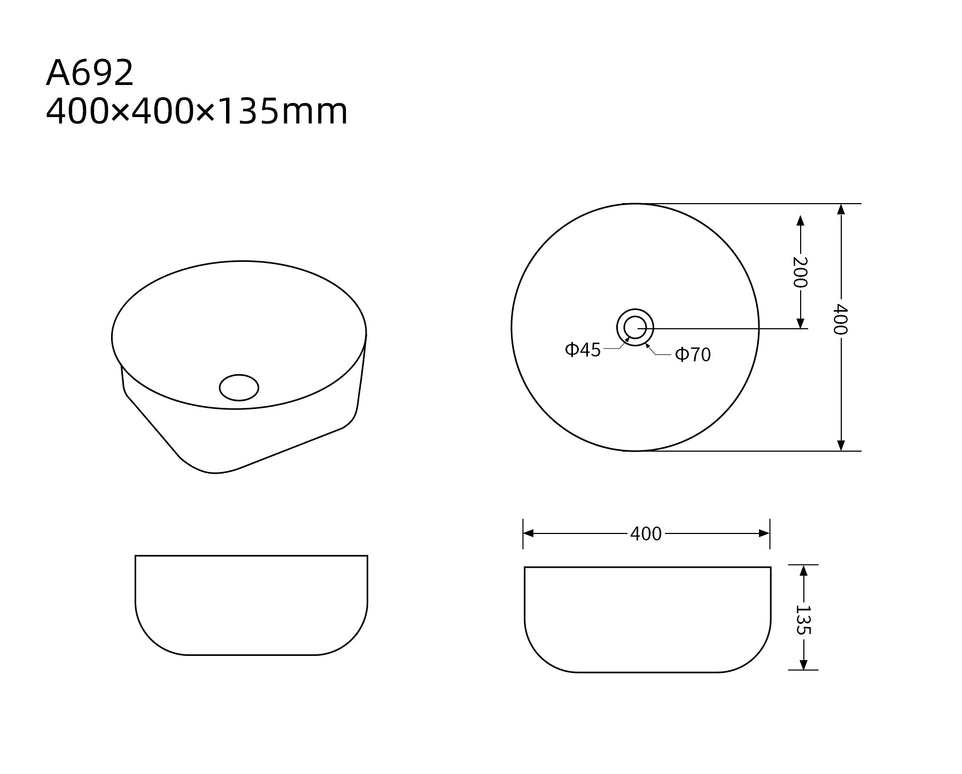 Lavoar ceramic rotund A692-CA19M – design modern gri închis mat și alb mat