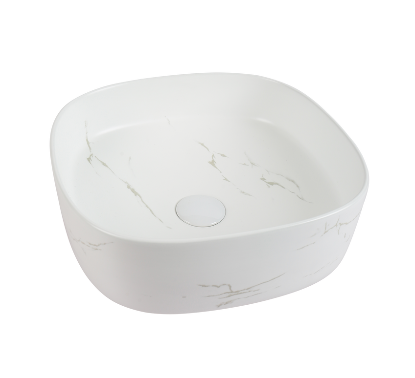Lavoar ceramic pe blat alb cu finisaj marmorat – A707-CUGO7-M