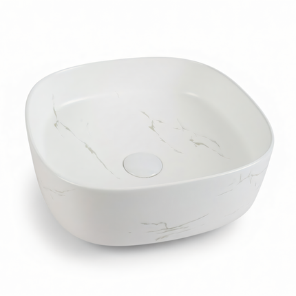 Lavoar ceramic pe blat alb cu finisaj marmorat – A707-CUGO7-M
