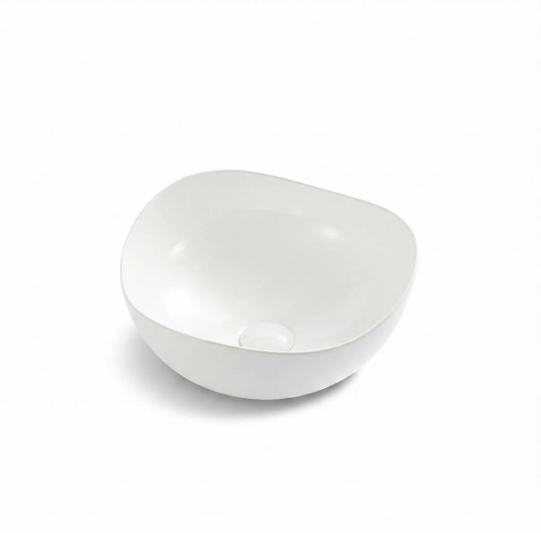 Lavoar ceramic A708 – alb lucios, formă atipică cu linii fluide