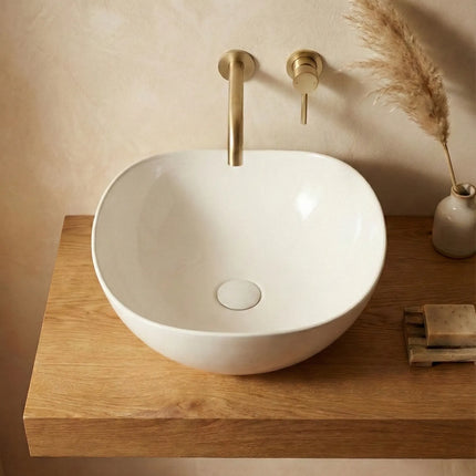 Lavoar ceramic A708 – alb lucios, formă atipică cu linii fluide