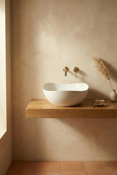 Lavoar ceramic A708 – alb lucios, formă atipică cu linii fluide