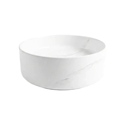 Lavoar Rotund Alb  din Ceramică cu Finisaj Marble Subtil - a712-cugo04-m