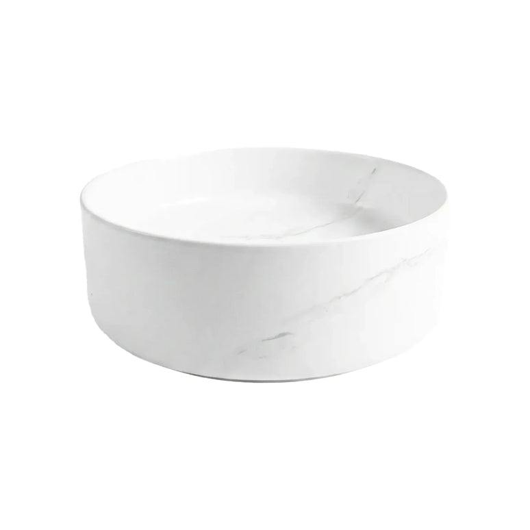 Lavoar Rotund Alb  din Ceramică cu Finisaj Marble Subtil - a712-cugo04-m