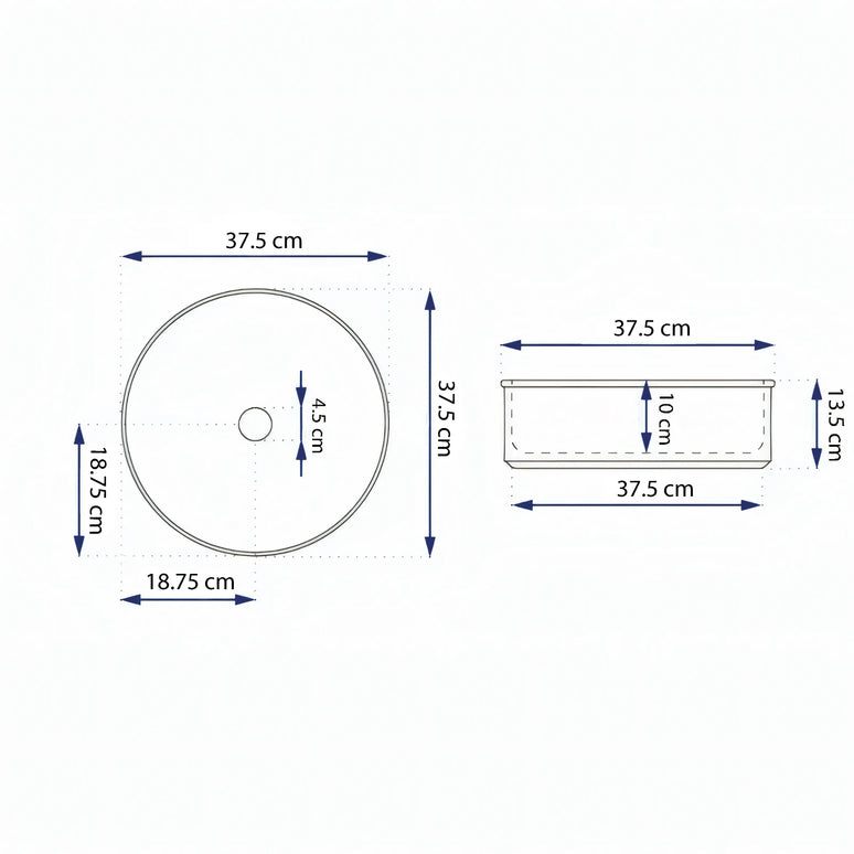 Lavoar Ceramic Rotund Alb cu Model Marmură Neagră a712-p429m