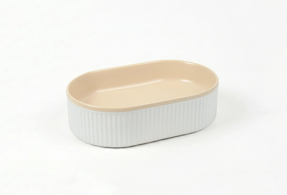 Lavoar ceramic oval A721-CA33M – design modern bej mat și alb mat