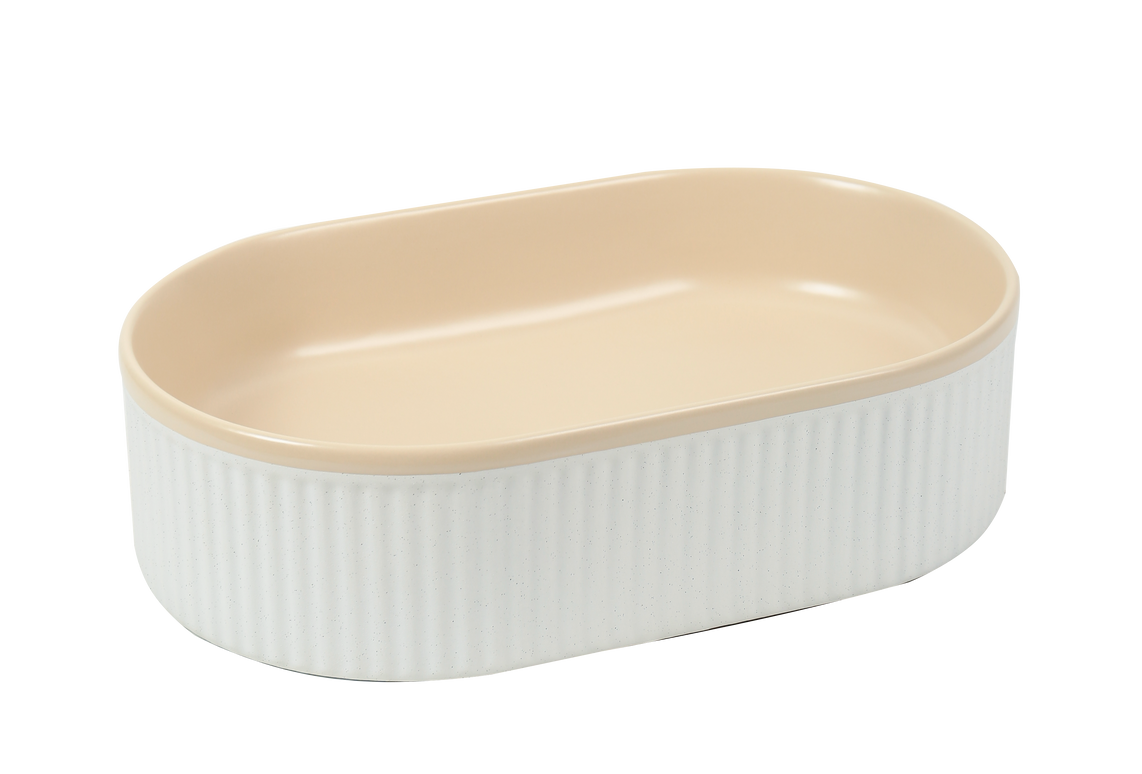 Lavoar ceramic oval A721-CA33M – design modern bej mat și alb mat