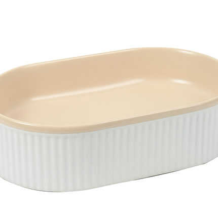 Lavoar ceramic oval A721-CA33M – design modern bej mat și alb mat