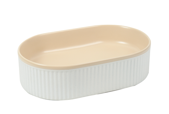 Lavoar ceramic oval A721-CA33M – design modern bej mat și alb mat