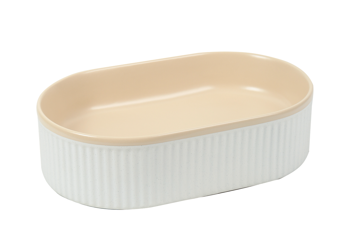 Lavoar ceramic oval A721-CA33M – design modern bej mat și alb mat