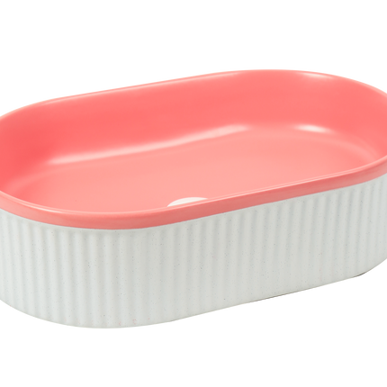 Lavoar ceramic oval A721-CA37M – design modern roz mat și alb mat