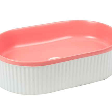 Lavoar ceramic oval A721-CA37M – design modern roz mat și alb mat