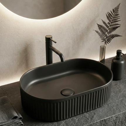 Lavoar ceramic oval A721-CBK-M – negru mat cu textură striată