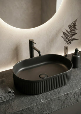 Lavoar ceramic oval A721-CBK-M – negru mat cu textură striată