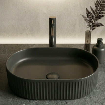 Lavoar ceramic oval A721-CBK-M – negru mat cu textură striată