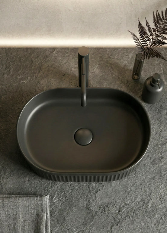 Lavoar ceramic oval A721-CBK-M – negru mat cu textură striată