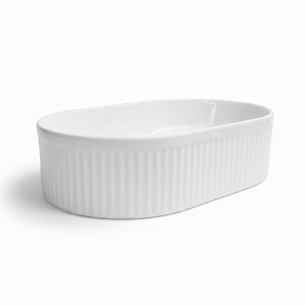Lavoar Alb Oval din Ceramică cu Design Striat- A 721