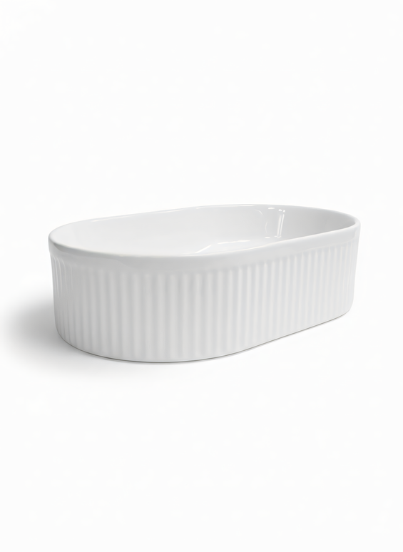 Lavoar Alb Oval din Ceramică cu Design Striat- A 721