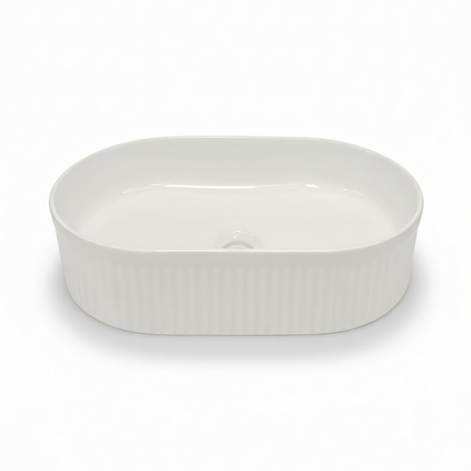 Lavoar Alb Oval din Ceramică cu Design Striat- A 721