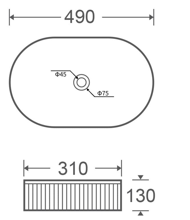 Lavoar Alb Oval din Ceramică cu Design Striat - A721