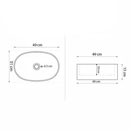 Lavoar Alb Oval din Ceramică cu Design Striat- A 721