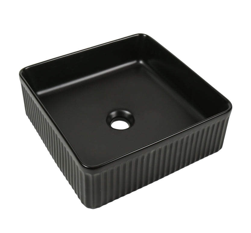 Lavoar ceramic pătrat A722-CBK-M – negru mat, exterior texturat
