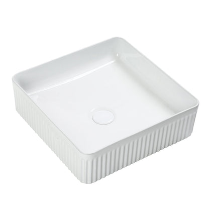Lavoar ceramic pătrat A722 – alb lucios, exterior texturat