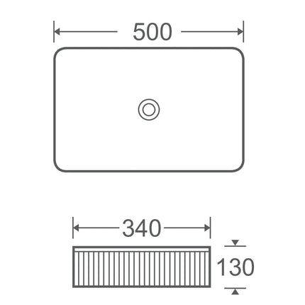 Lavoar ceramic dreptunghiular A723 alb lucios – dimensiuni