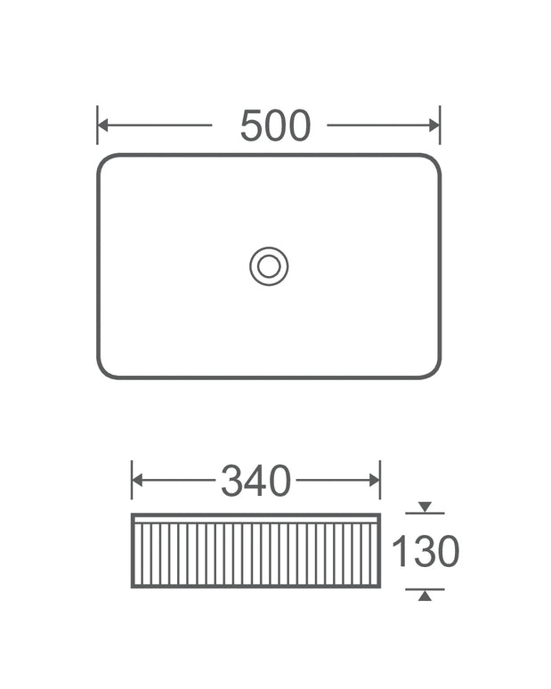 Lavoar ceramic dreptunghiular A723 – alb lucios, exterior texturat