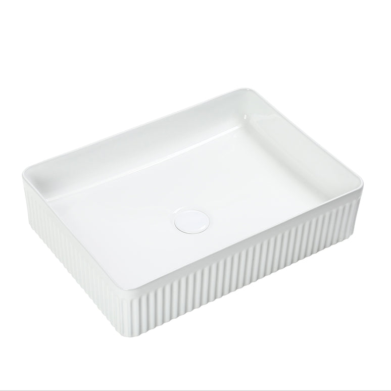 Lavoar ceramic dreptunghiular A723 – alb lucios, exterior texturat