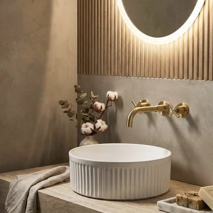 Lavoar ceramic rotund A725 – alb lucios, exterior texturat