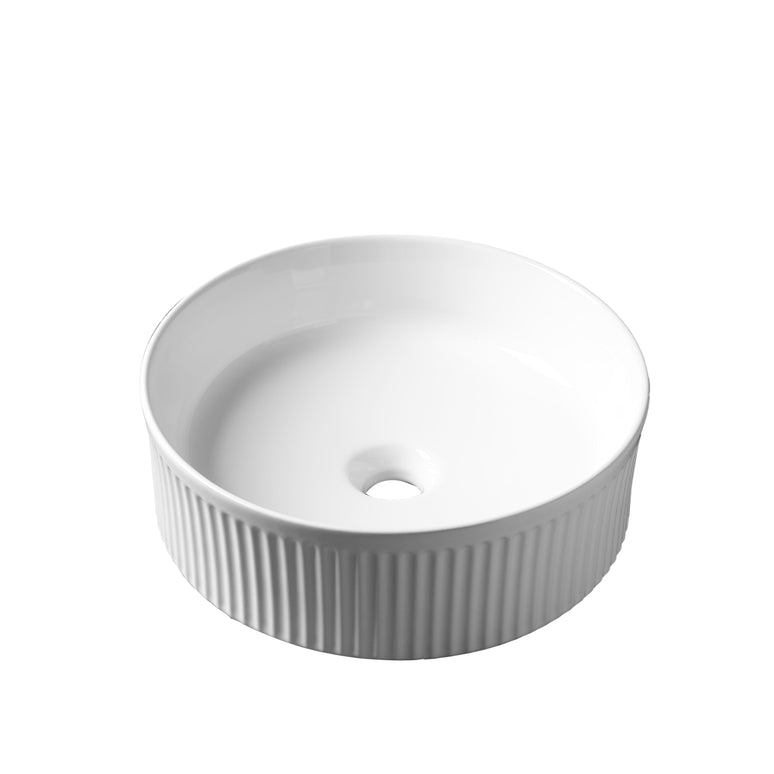 Lavoar ceramic rotund A725 – alb lucios, exterior texturat