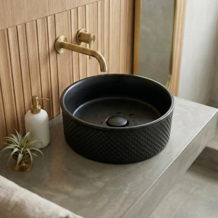 Lavoar ceramic rotund A733-CBK-M negru mat texturat