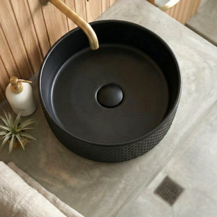 Lavoar ceramic rotund A733-CBK-M – negru mat, exterior texturat