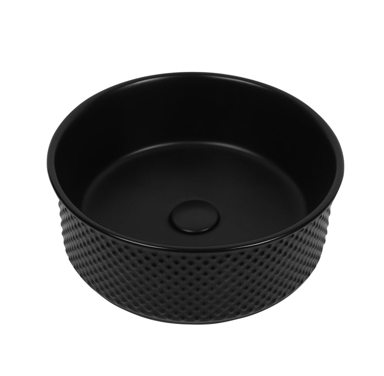 Lavoar ceramic rotund A733-CBK-M – negru mat, exterior texturat