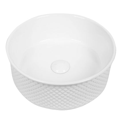 Lavoar ceramic rotund A733 – alb lucios, exterior texturat