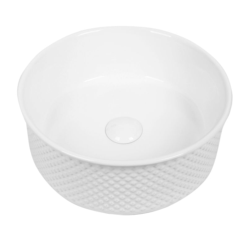 Lavoar ceramic rotund A733 – alb lucios, exterior texturat