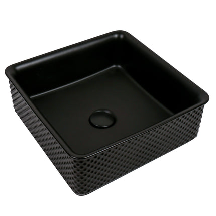 Lavoar ceramic pătrat A734-CBK-M – negru mat, design texturat