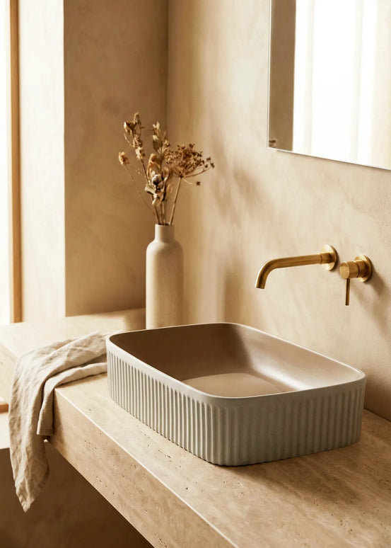 Lavoar ceramic dreptunghiular A738-CWCF-MRS – design modern maro mat și alb mat